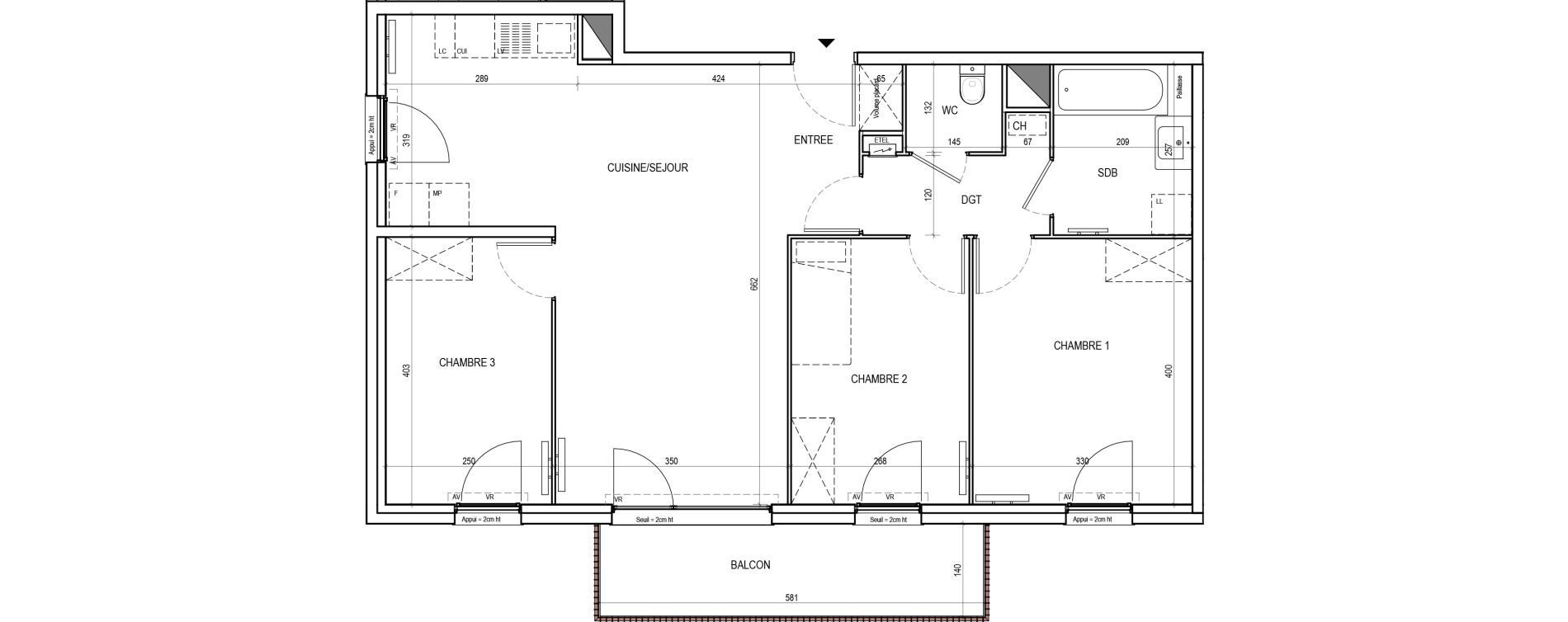 Appartement T4 de 70,06 m2 &agrave; Tourcoing Virolois