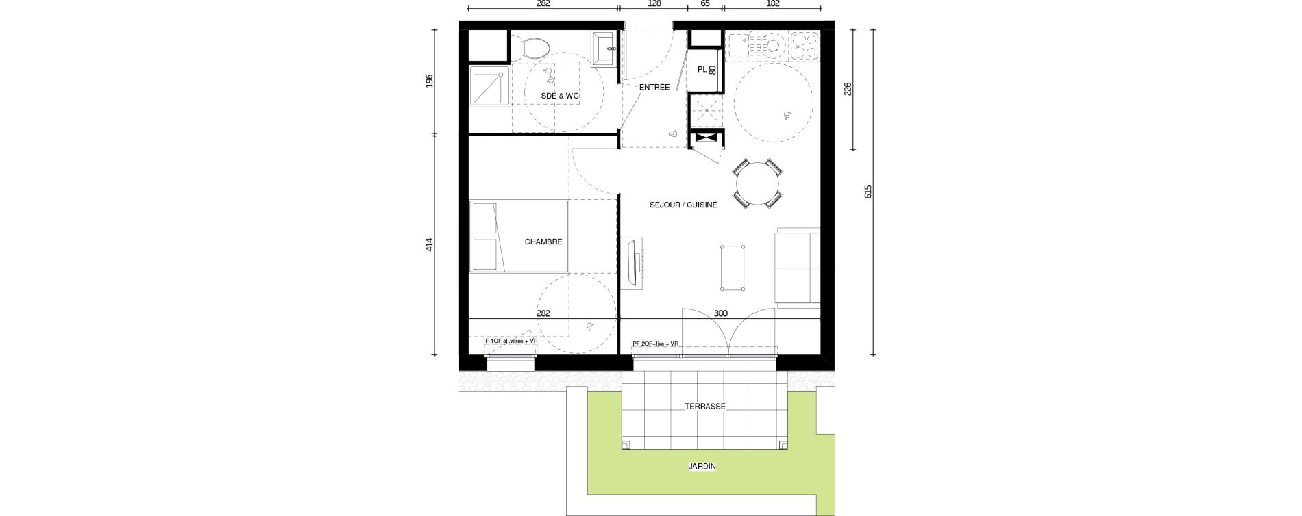 Appartement T2 de 39,40 m2 &agrave; Tourcoing Brun pain - les francs