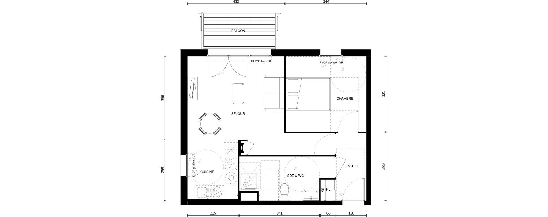 Appartement T2 de 45,30 m2 &agrave; Tourcoing Brun pain - les francs