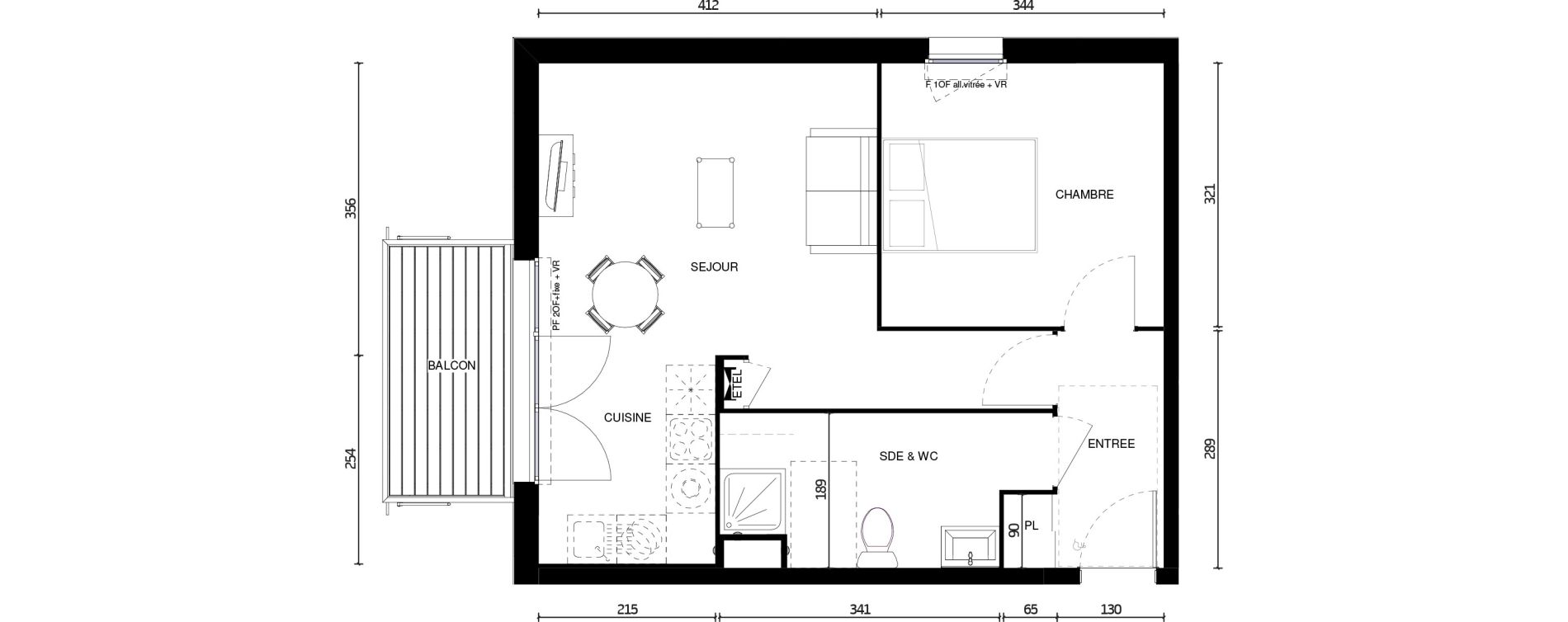 Appartement T2 de 45,30 m2 &agrave; Tourcoing Brun pain - les francs