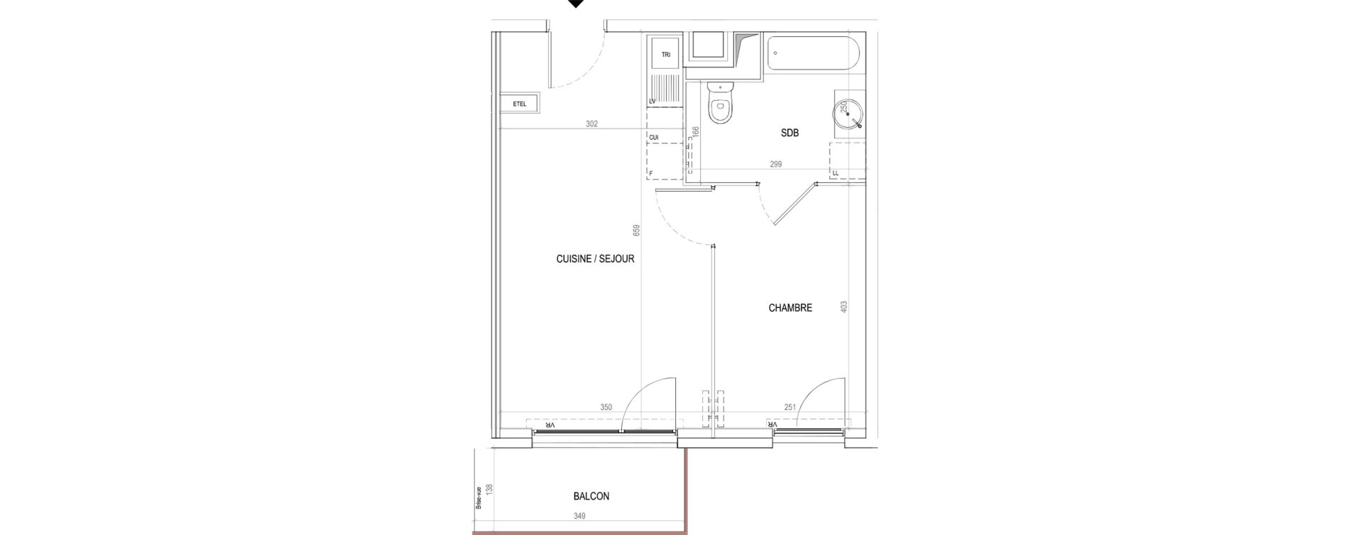 Appartement T2 de 38,10 m2 &agrave; Tourcoing Virolois