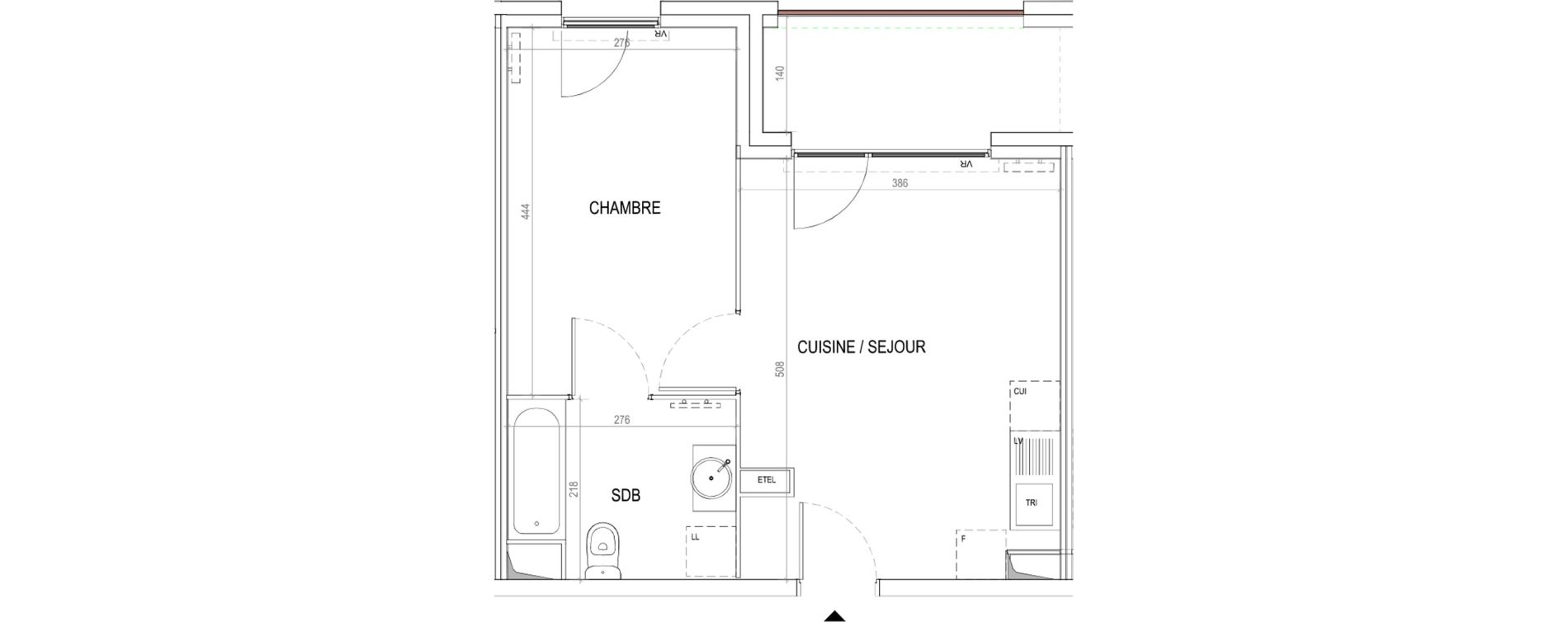 Appartement T2 de 37,33 m2 &agrave; Tourcoing Virolois
