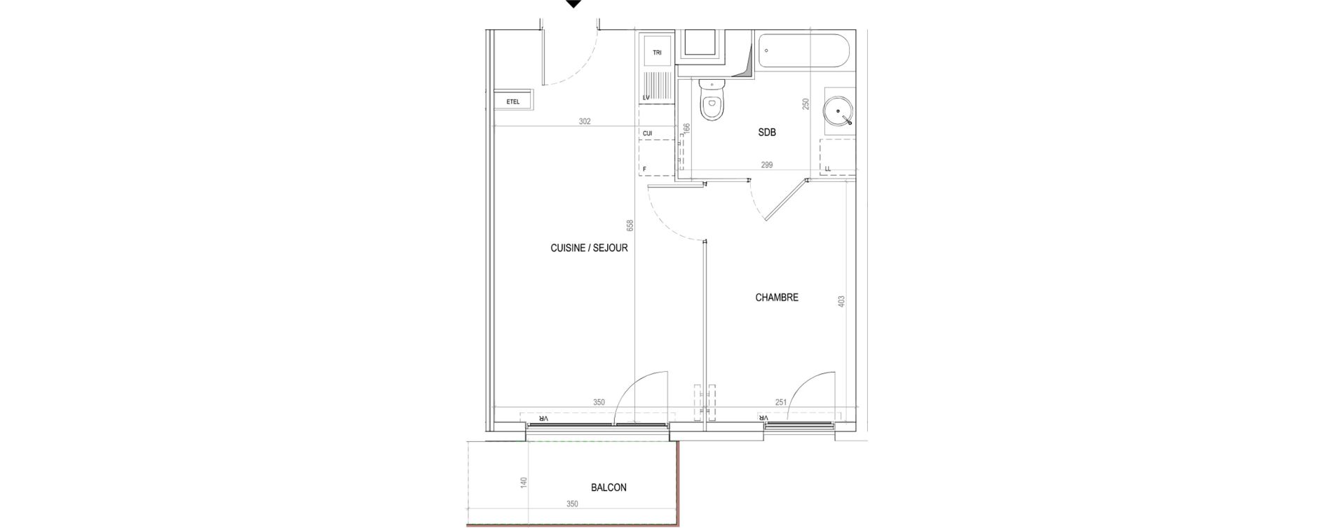 Appartement T2 de 38,60 m2 &agrave; Tourcoing Virolois