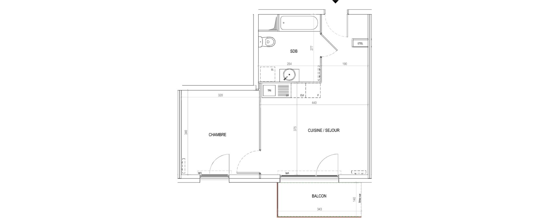 Appartement T2 de 39,20 m2 &agrave; Tourcoing Virolois