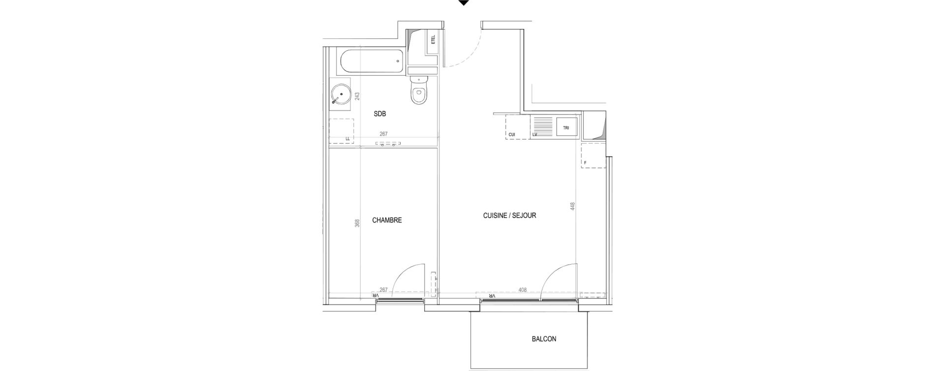 Appartement T2 de 37,60 m2 &agrave; Tourcoing Virolois