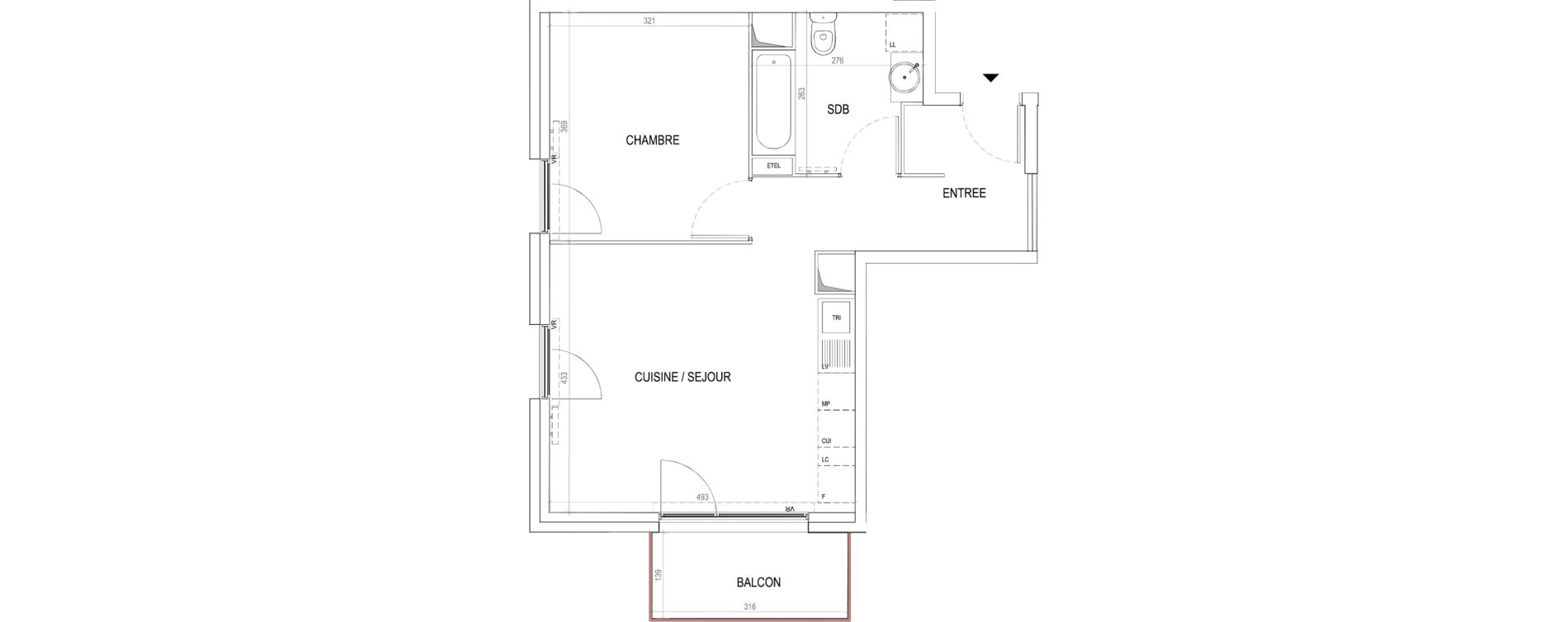 Appartement T2 de 46,34 m2 &agrave; Tourcoing Virolois