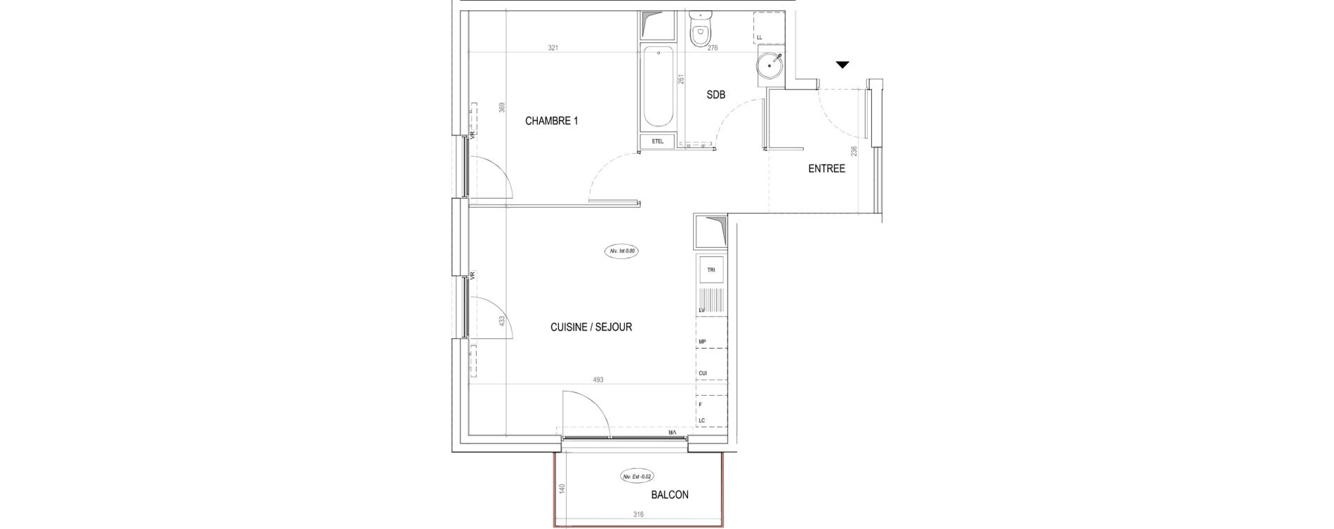 Appartement T2 de 46,34 m2 &agrave; Tourcoing Virolois