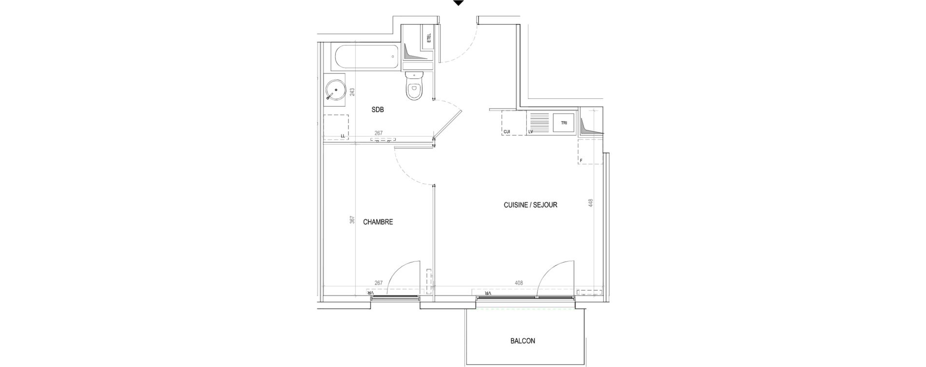 Appartement T2 de 37,50 m2 &agrave; Tourcoing Virolois