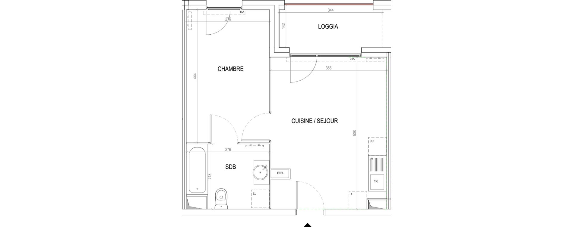 Appartement T2 de 37,33 m2 &agrave; Tourcoing Virolois