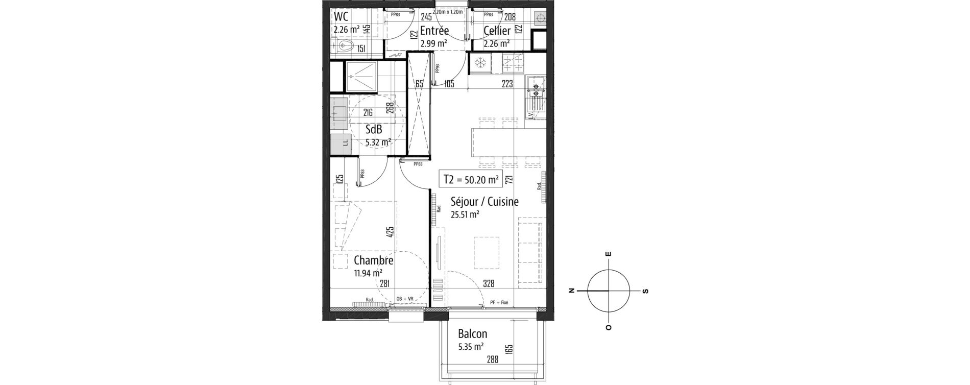 Appartement T2 de 50,20 m2 &agrave; Tourcoing Nationale