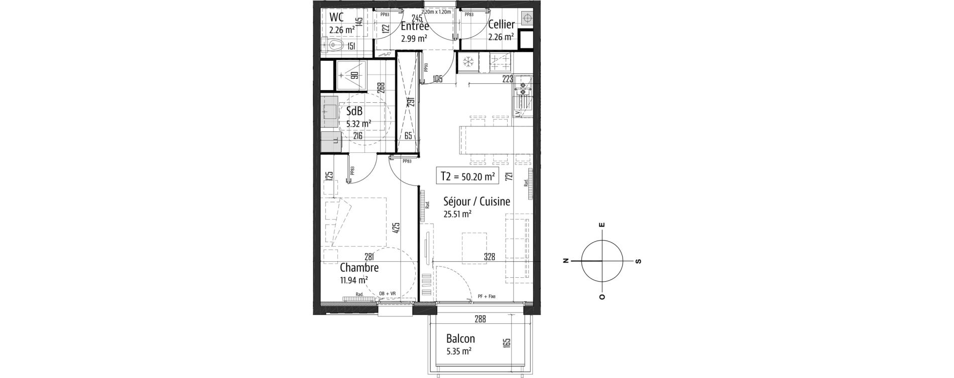 Appartement T2 de 50,20 m2 &agrave; Tourcoing Nationale