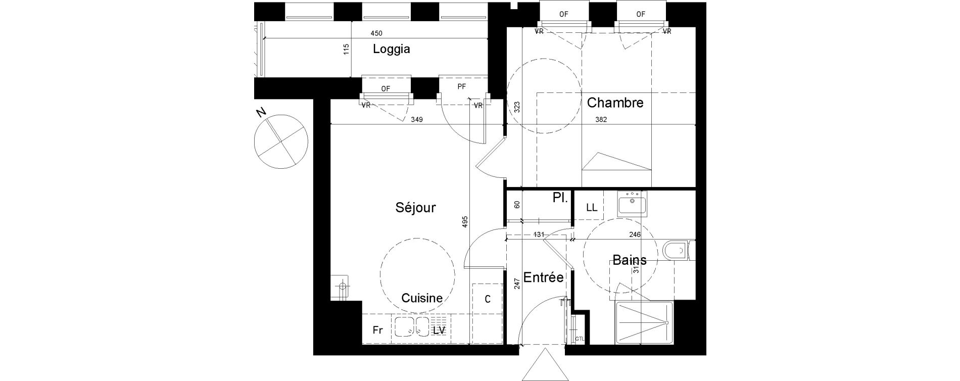 Appartement T2 de 40,11 m2 &agrave; Tourcoing Les phalempins