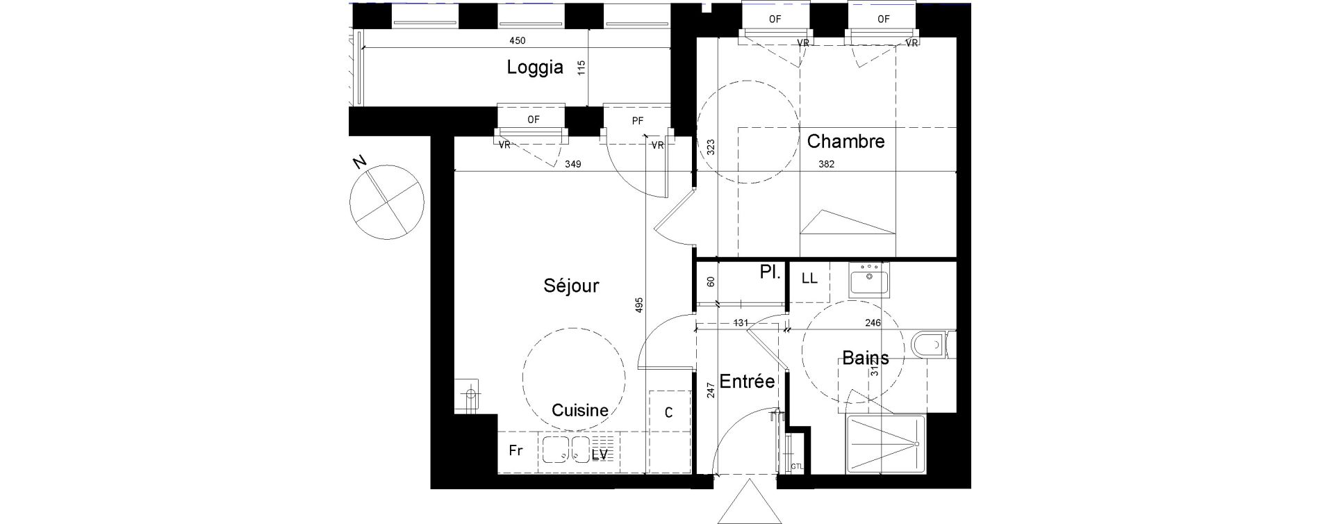 Appartement T2 de 40,14 m2 &agrave; Tourcoing Les phalempins