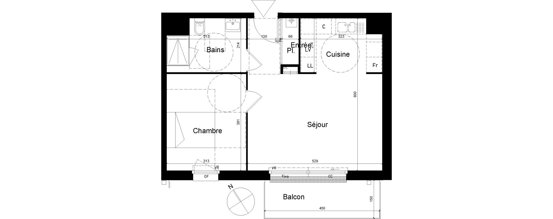 Appartement T2 de 48,84 m2 &agrave; Tourcoing Les phalempins
