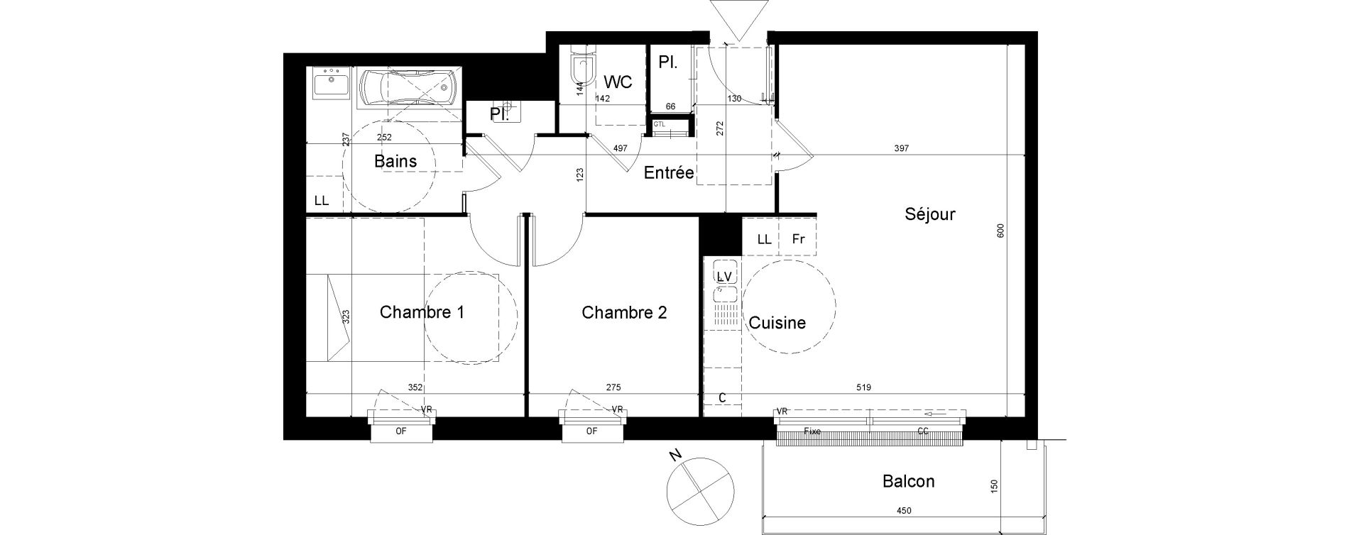 Appartement T3 de 65,17 m2 &agrave; Tourcoing Les phalempins