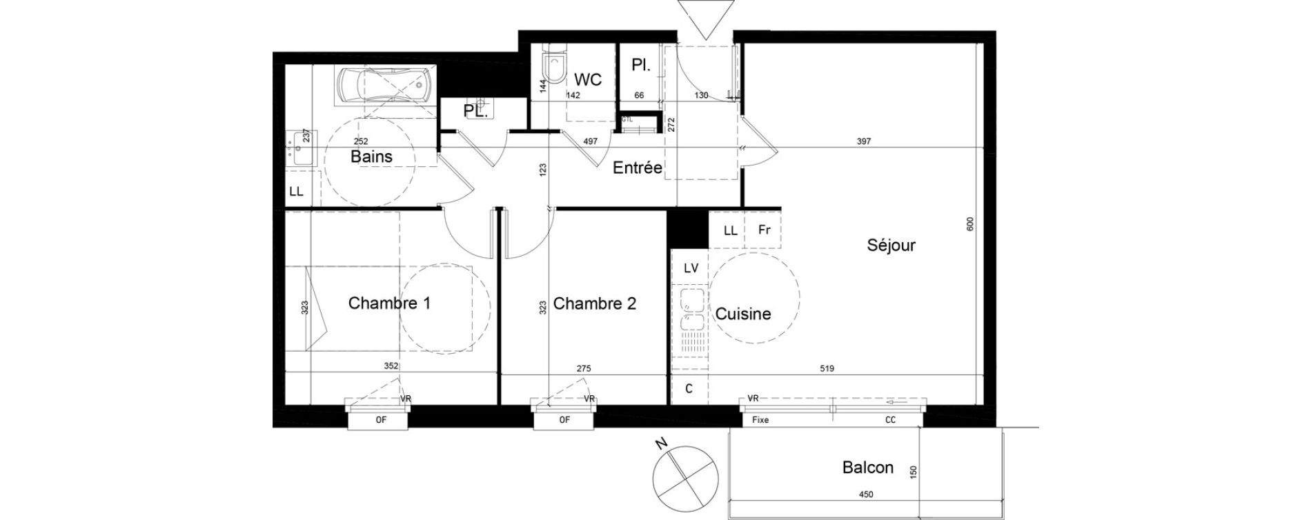 Appartement T3 de 65,17 m2 &agrave; Tourcoing Les phalempins