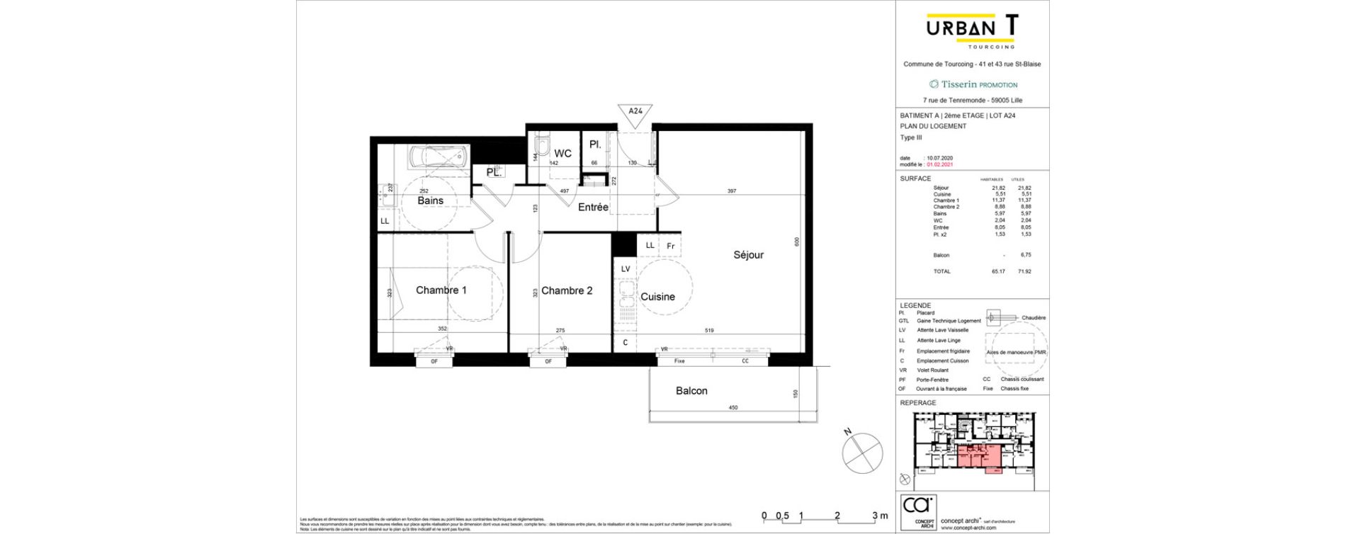 Appartement T3 de 65,17 m2 &agrave; Tourcoing Les phalempins