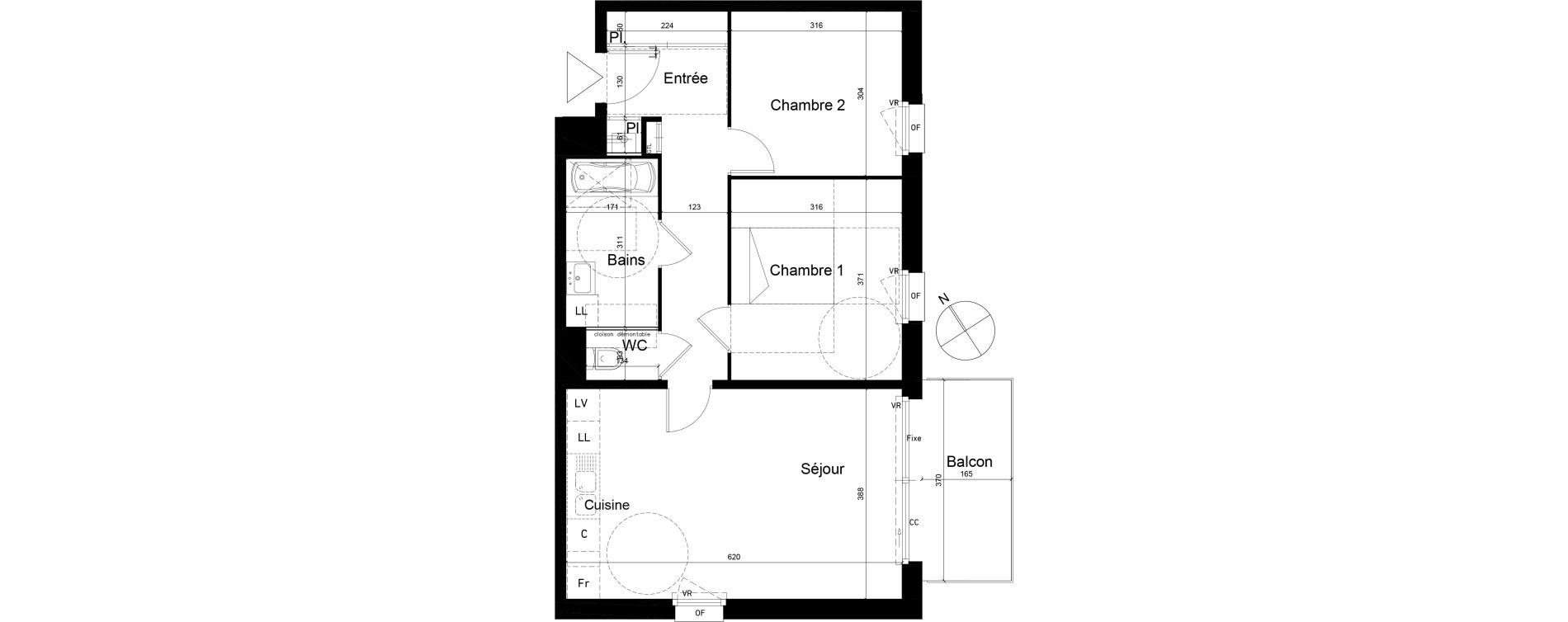 Appartement T3 de 62,61 m2 &agrave; Tourcoing Les phalempins