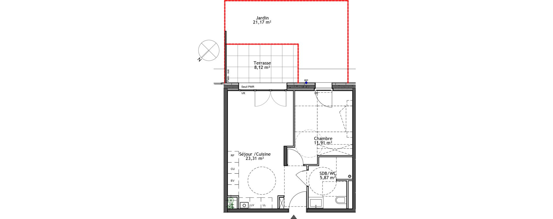Appartement T2 de 41,09 m2 &agrave; Tourcoing Flocon - blanche porte