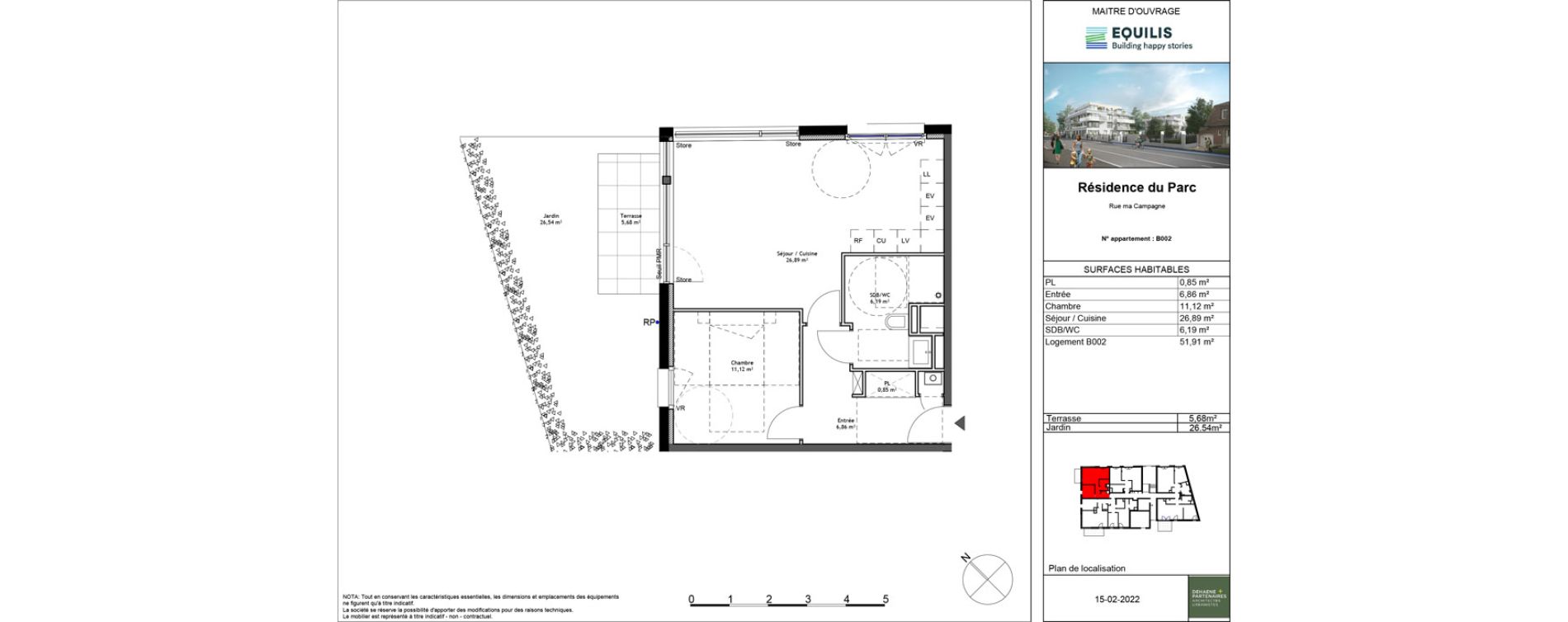 Appartement T2 de 51,91 m2 &agrave; Tourcoing Flocon - blanche porte