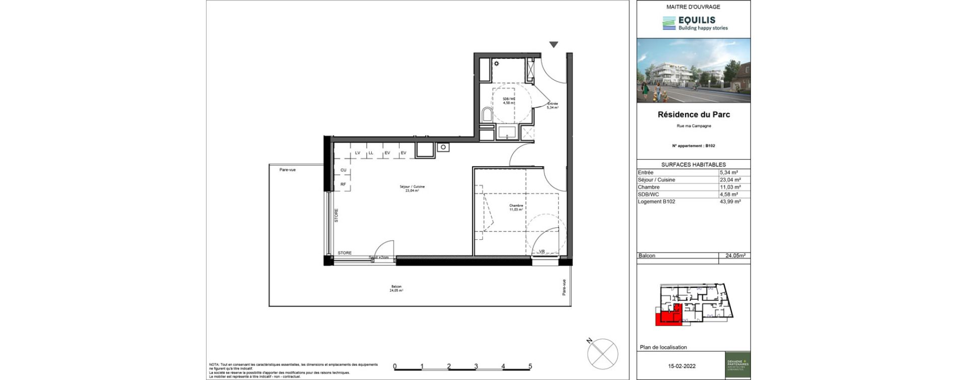 Appartement T2 de 43,99 m2 &agrave; Tourcoing Flocon - blanche porte