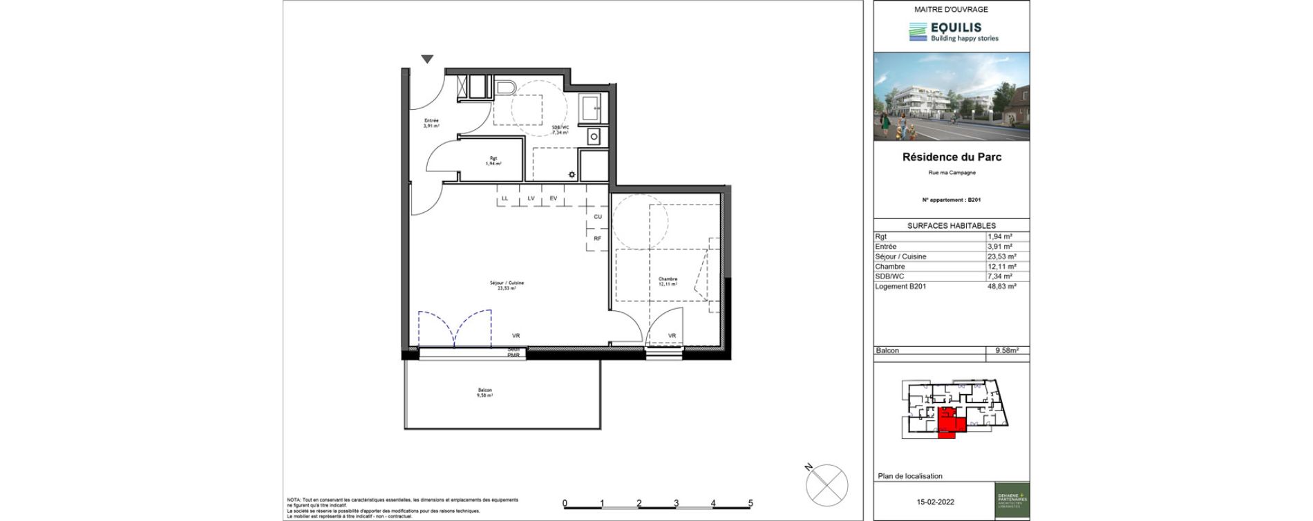 Appartement T2 de 48,83 m2 &agrave; Tourcoing Flocon - blanche porte
