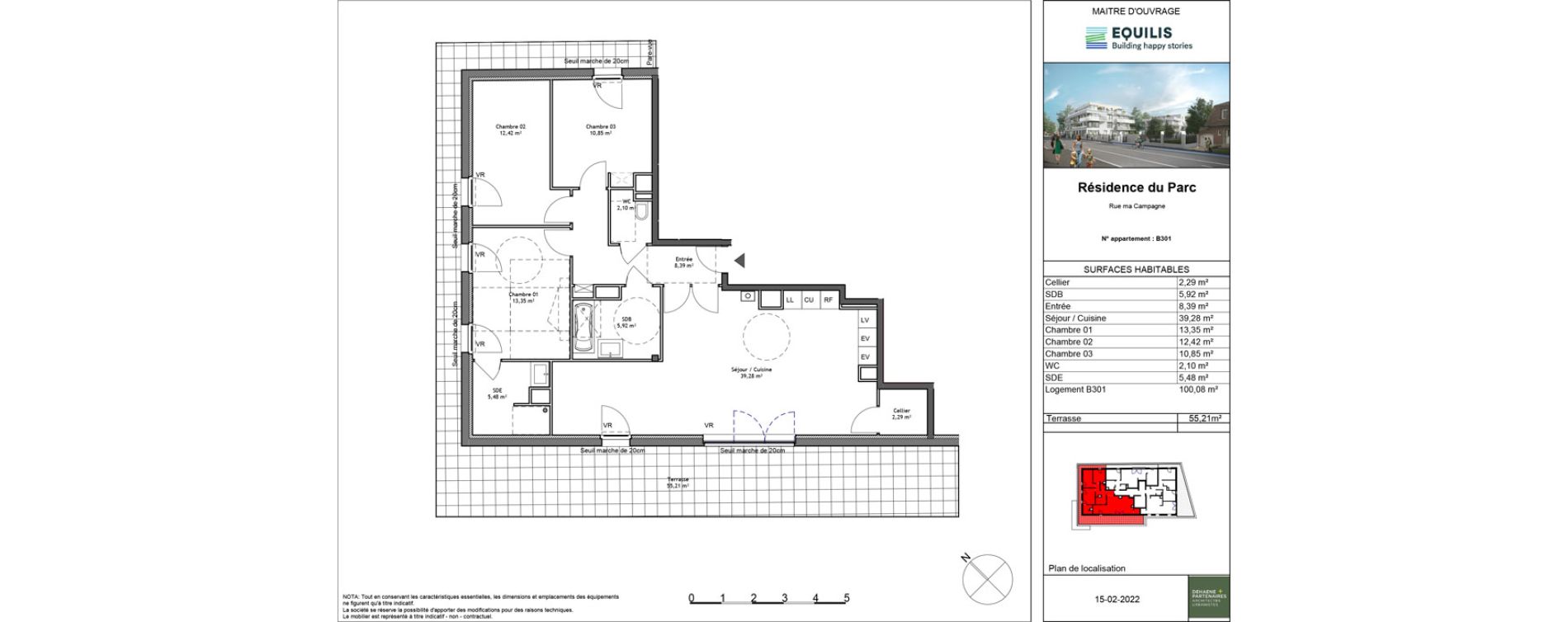 Appartement T4 de 100,08 m2 &agrave; Tourcoing Flocon - blanche porte