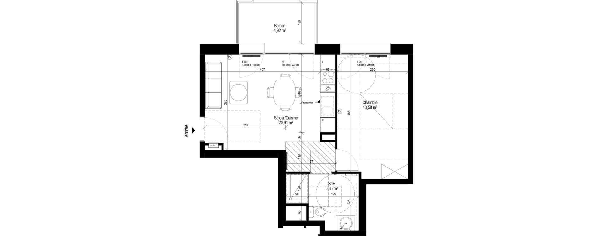 Appartement T2 de 39,84 m2 &agrave; Tourcoing Le quadrilat&egrave;re des piscines