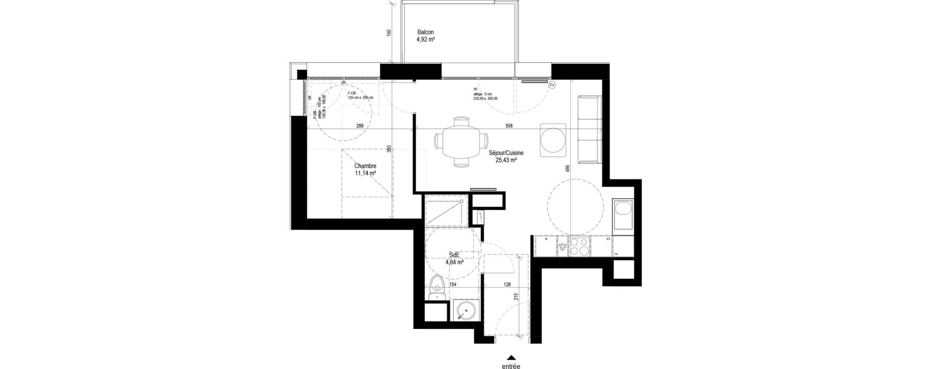 Appartement T1 bis de 41,21 m2 &agrave; Tourcoing Centre