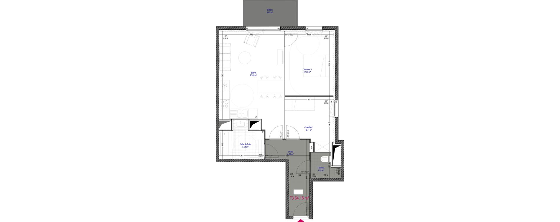 Appartement T3 de 64,16 m2 &agrave; Tourcoing Epideme