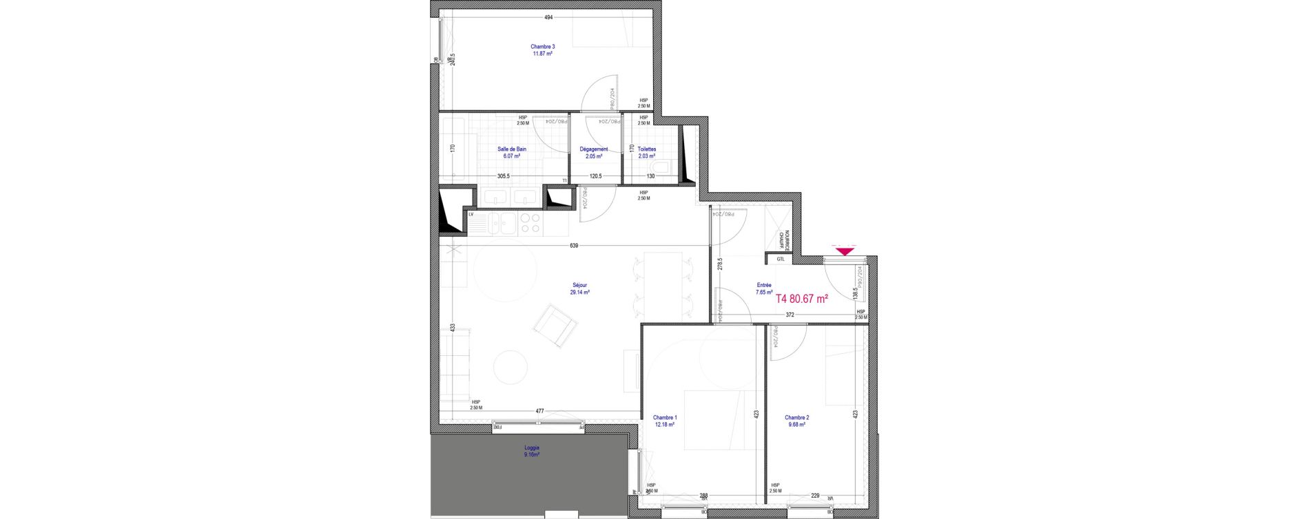Appartement T4 de 80,67 m2 &agrave; Tourcoing Epideme