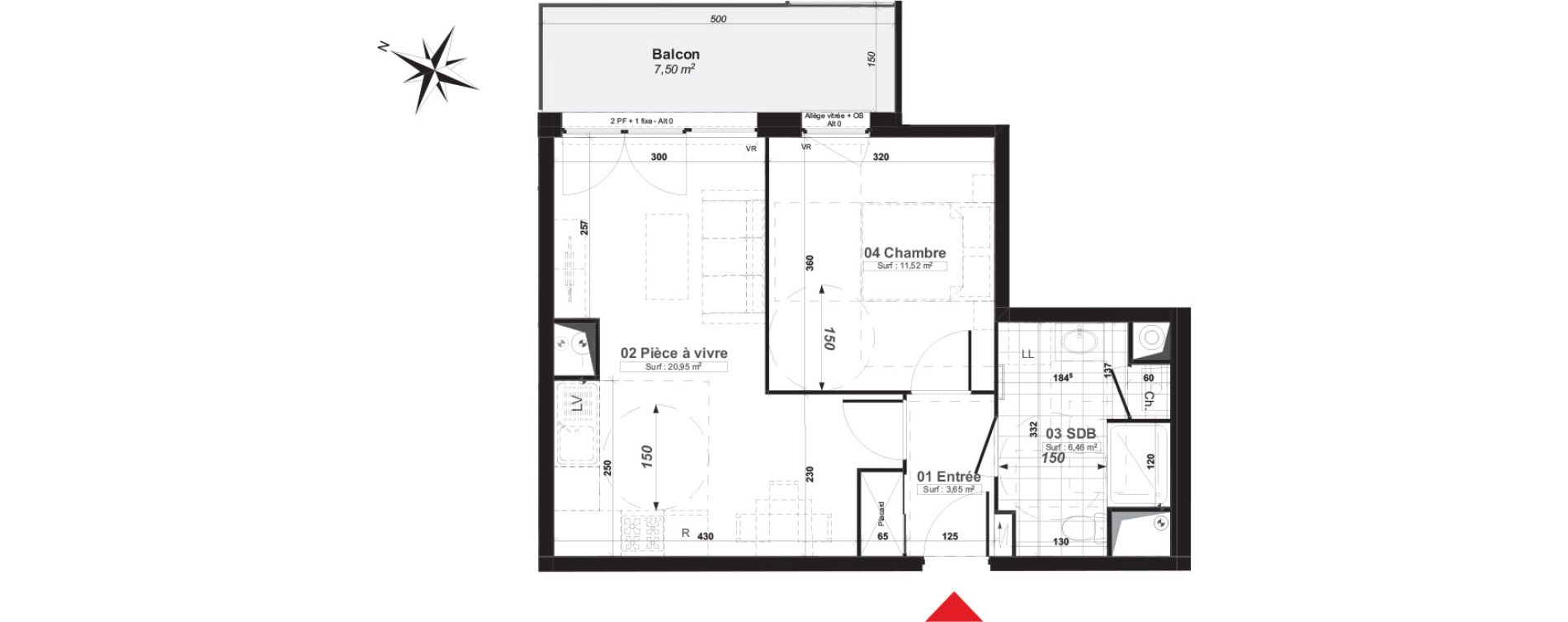 Appartement T2 de 42,58 m2 &agrave; Valenciennes Centre