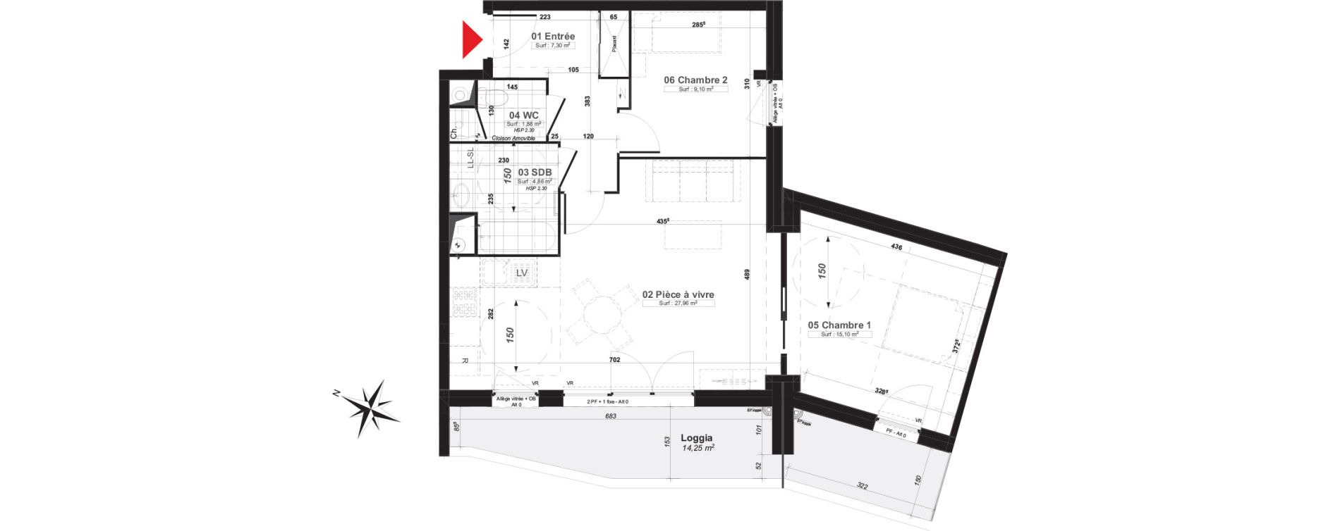Appartement T3 de 66,20 m2 &agrave; Valenciennes Centre