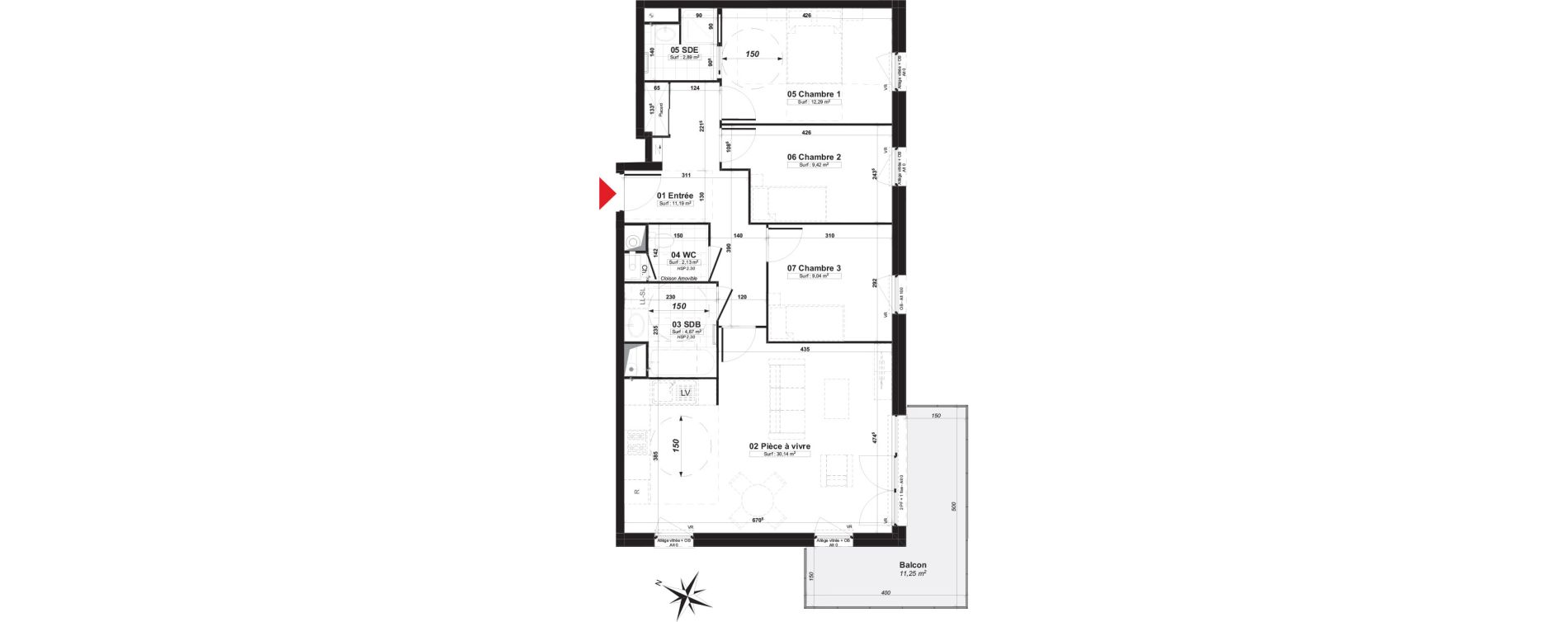 Appartement T4 de 81,97 m2 &agrave; Valenciennes Centre