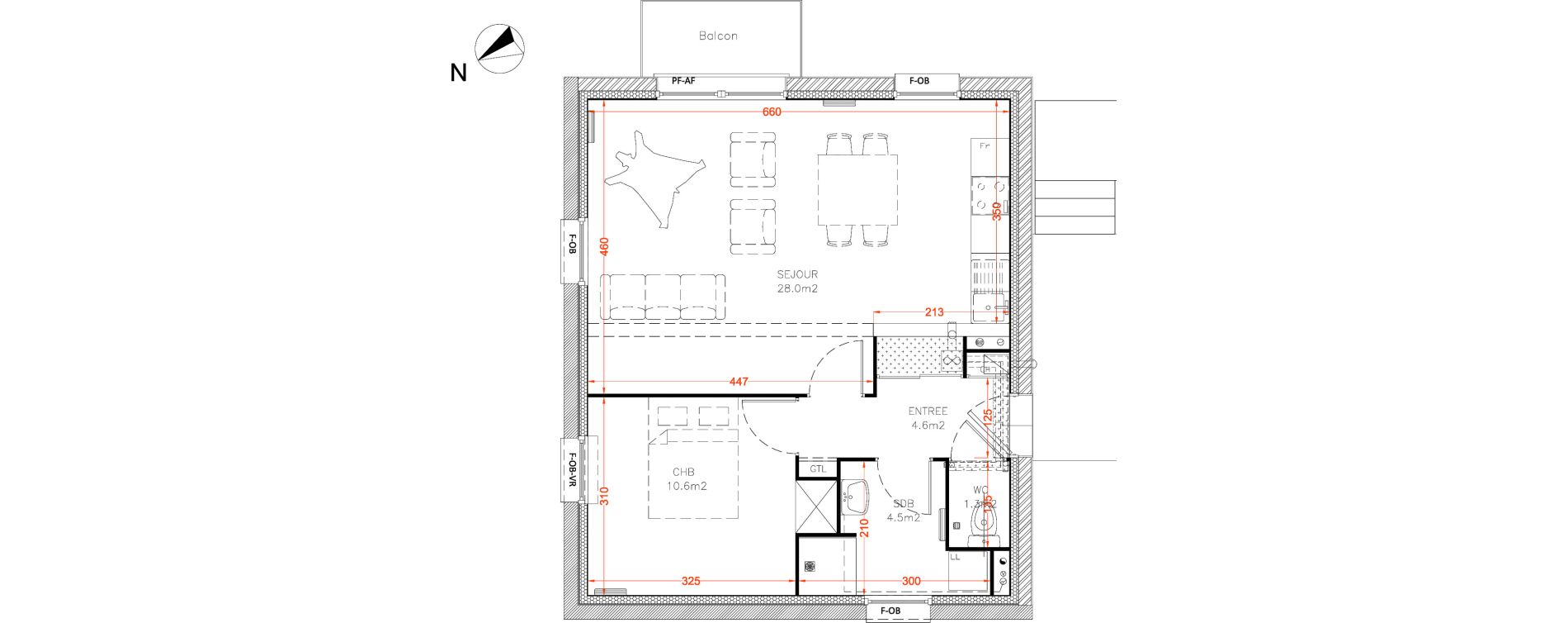 Appartement T2 de 49,10 m2 à Valenciennes Centre