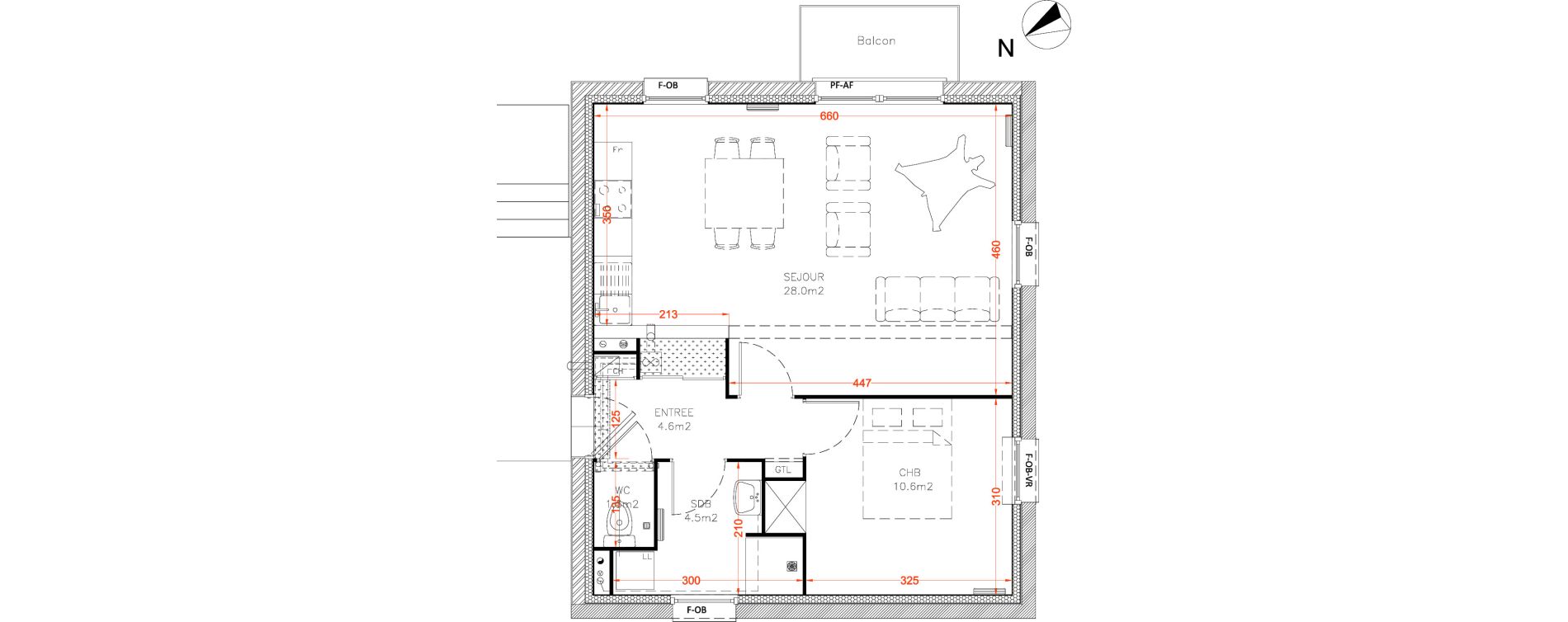 Appartement T2 de 49,10 m2 &agrave; Valenciennes Centre