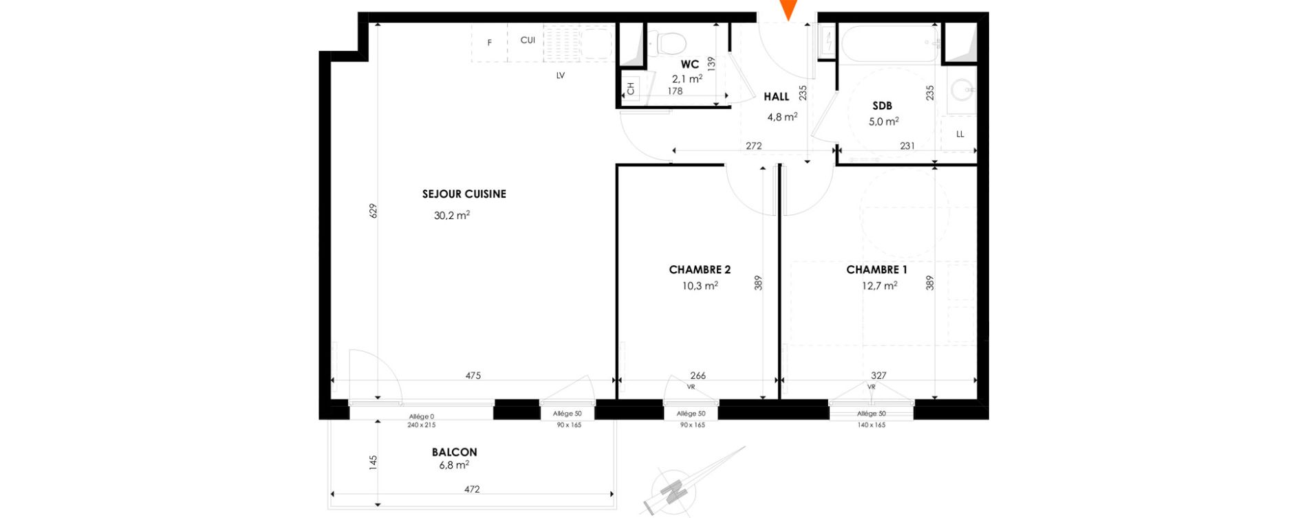 Appartement T3 de 65,10 m2 &agrave; Valenciennes Faubourg de paris