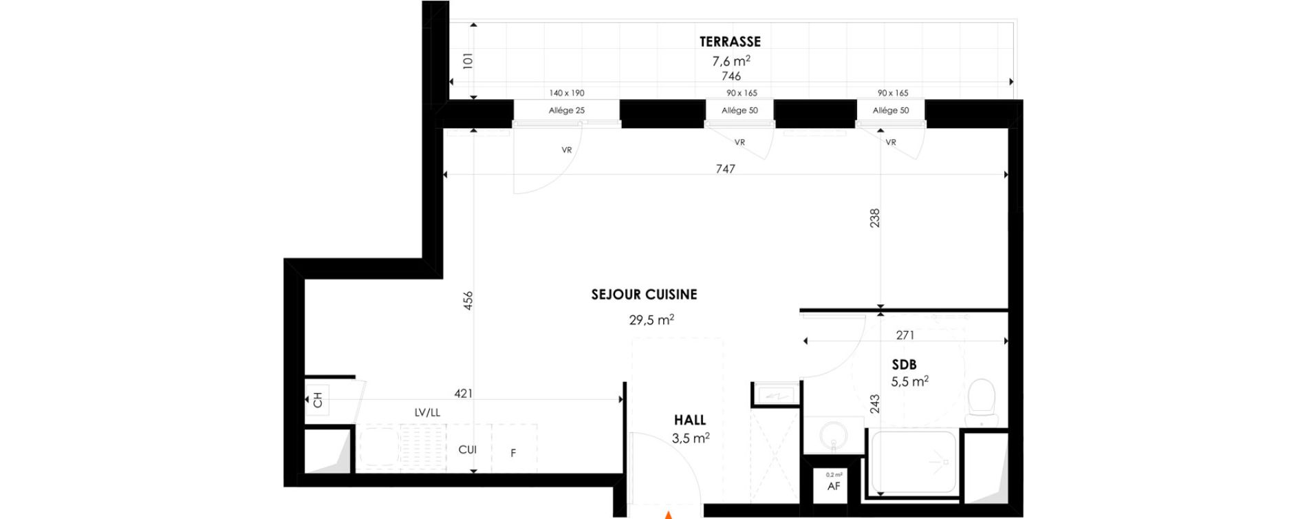 Appartement T1 de 38,50 m2 &agrave; Valenciennes Faubourg de paris