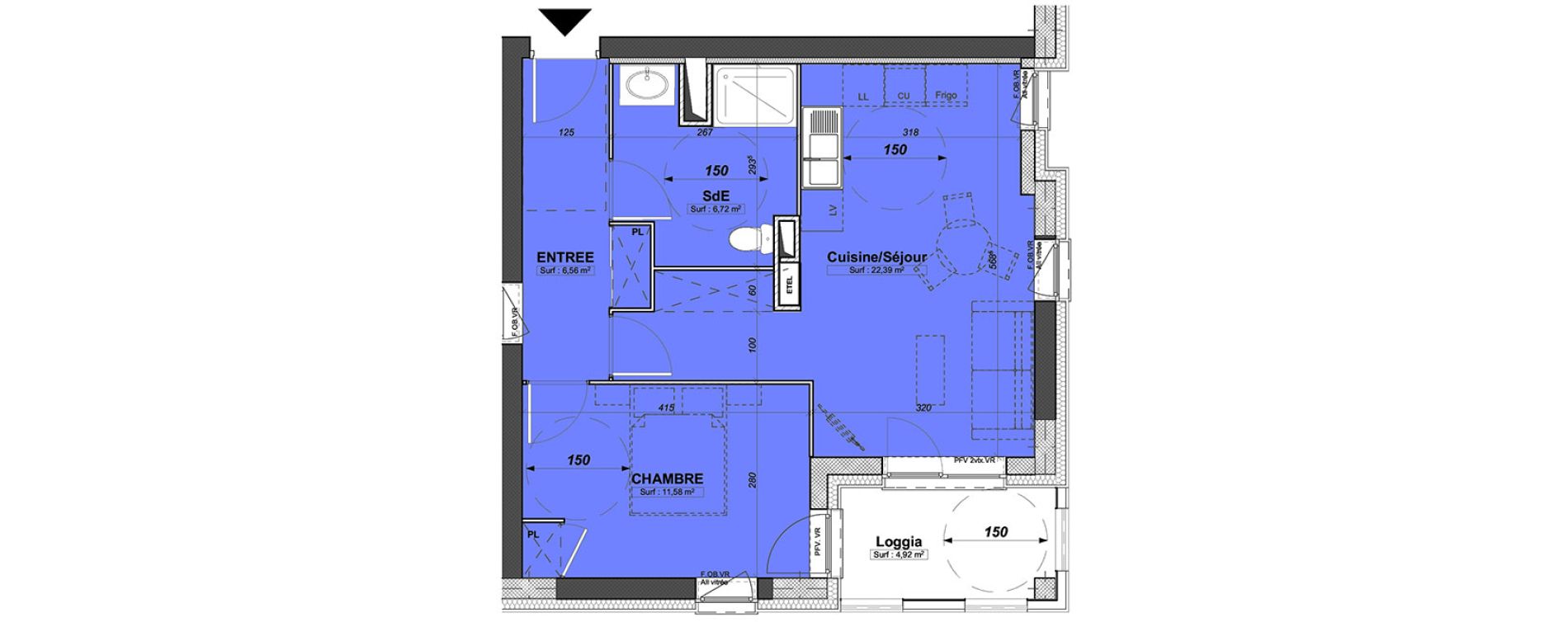 Appartement T2 de 47,25 m2 &agrave; Valenciennes Centre
