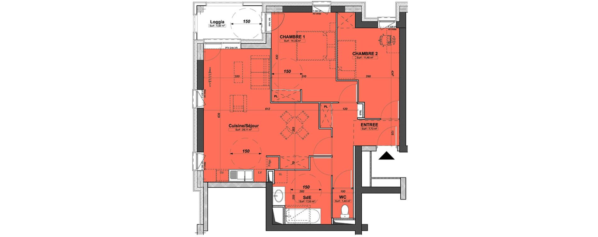 Appartement T3 de 70,38 m2 &agrave; Valenciennes Centre