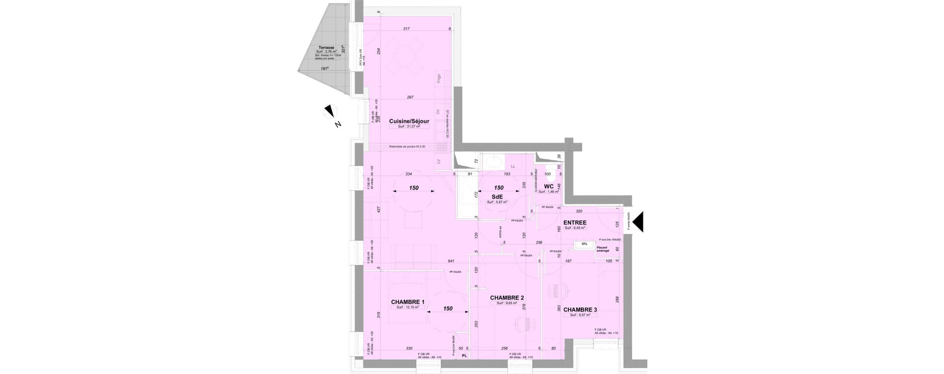 Appartement T4 de 76,47 m2 &agrave; Valenciennes Centre