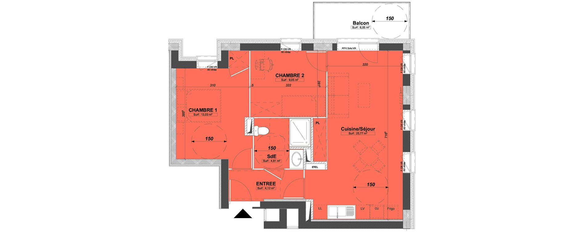 Appartement T3 de 56,78 m2 &agrave; Valenciennes Centre