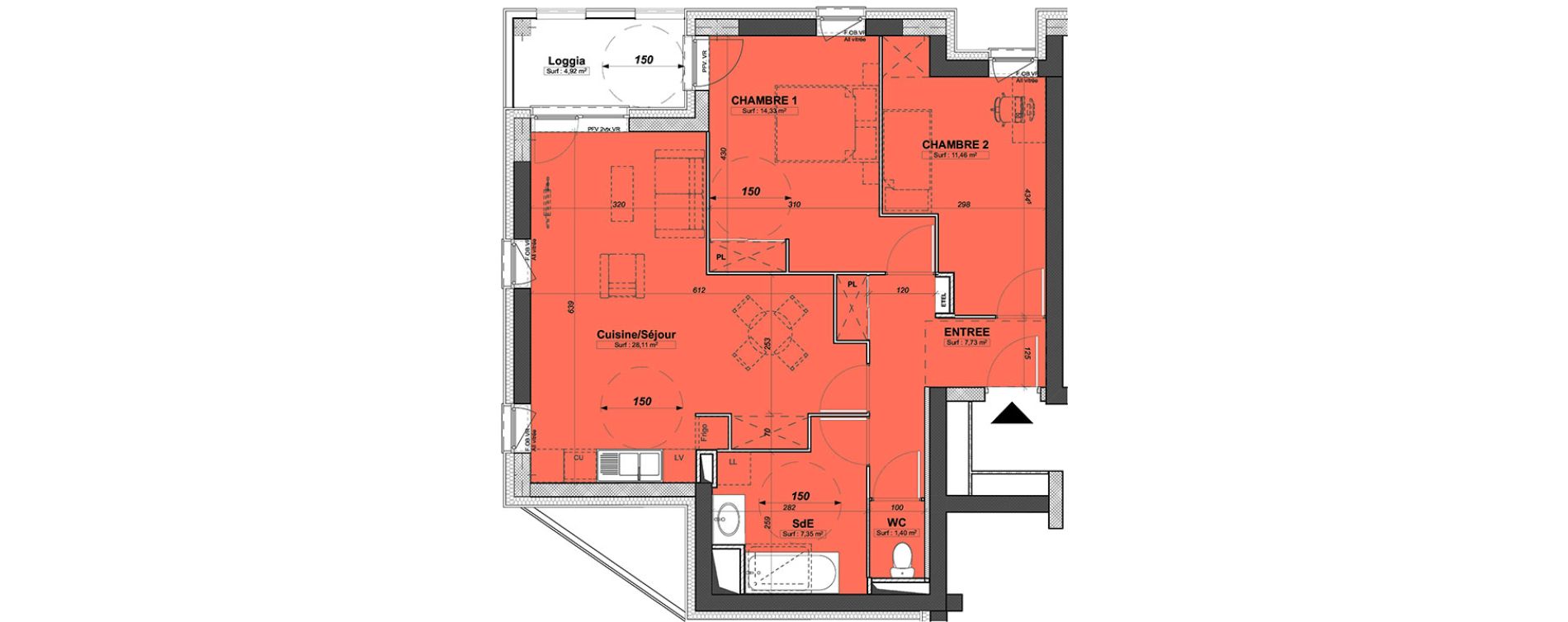 Appartement T3 de 70,38 m2 &agrave; Valenciennes Centre