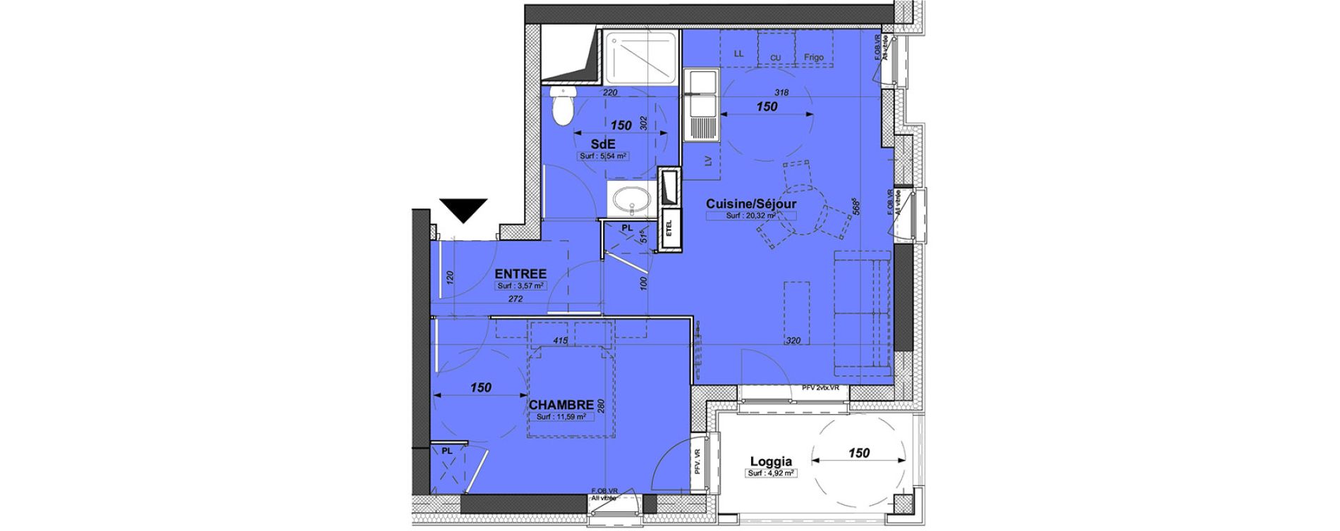 Appartement T2 de 41,02 m2 &agrave; Valenciennes Centre