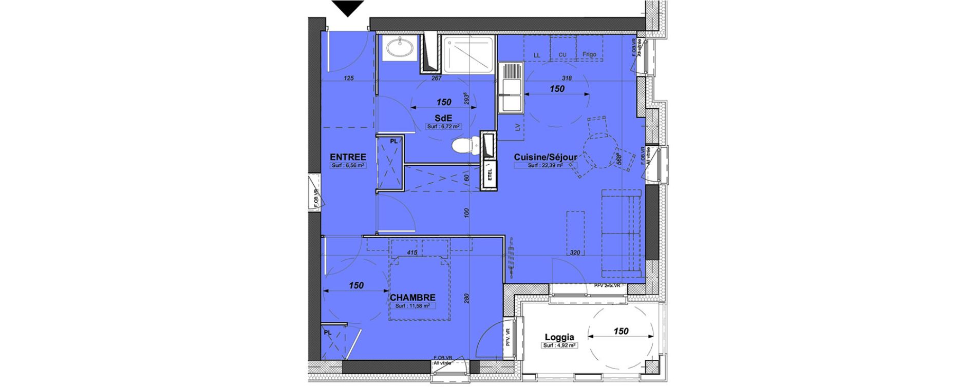 Appartement T2 de 47,25 m2 &agrave; Valenciennes Centre