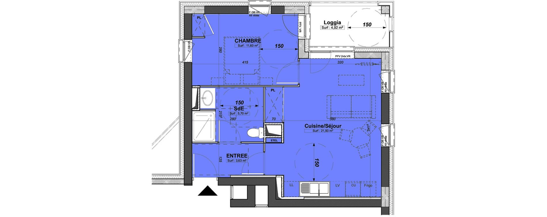 Appartement T2 de 42,86 m2 &agrave; Valenciennes Centre