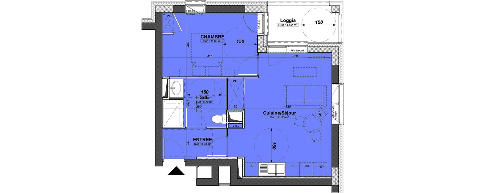 Appartement T2 de 42,86 m2 &agrave; Valenciennes Centre