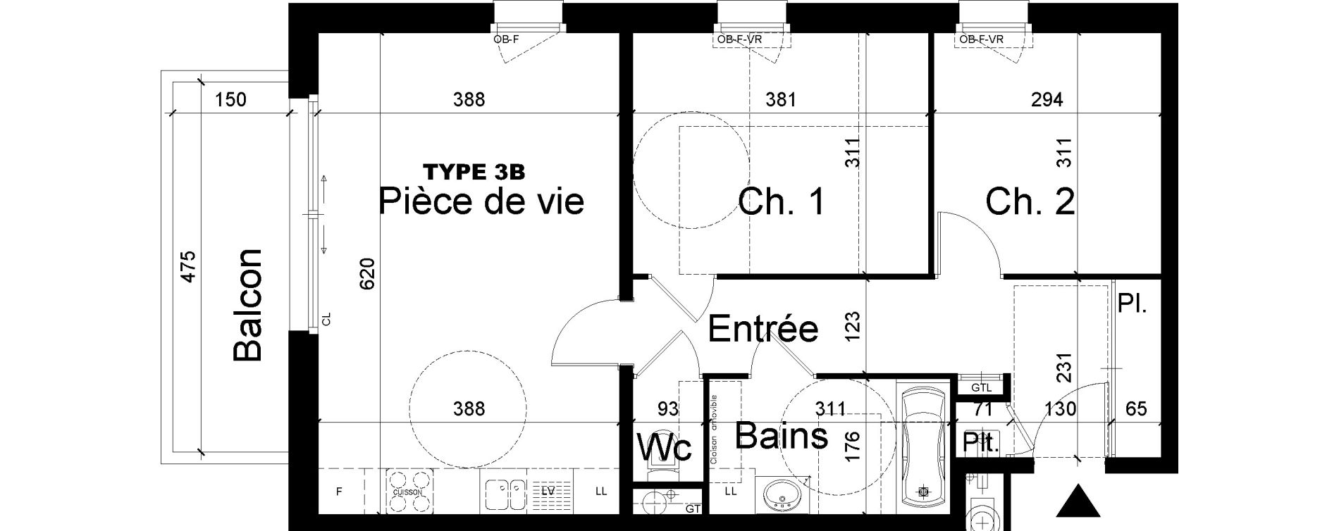 Appartement T3 de 62,56 m2 &agrave; Valenciennes Centre