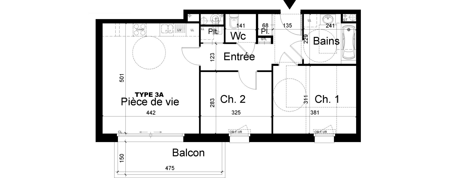 Appartement T3 de 58,96 m2 &agrave; Valenciennes Centre