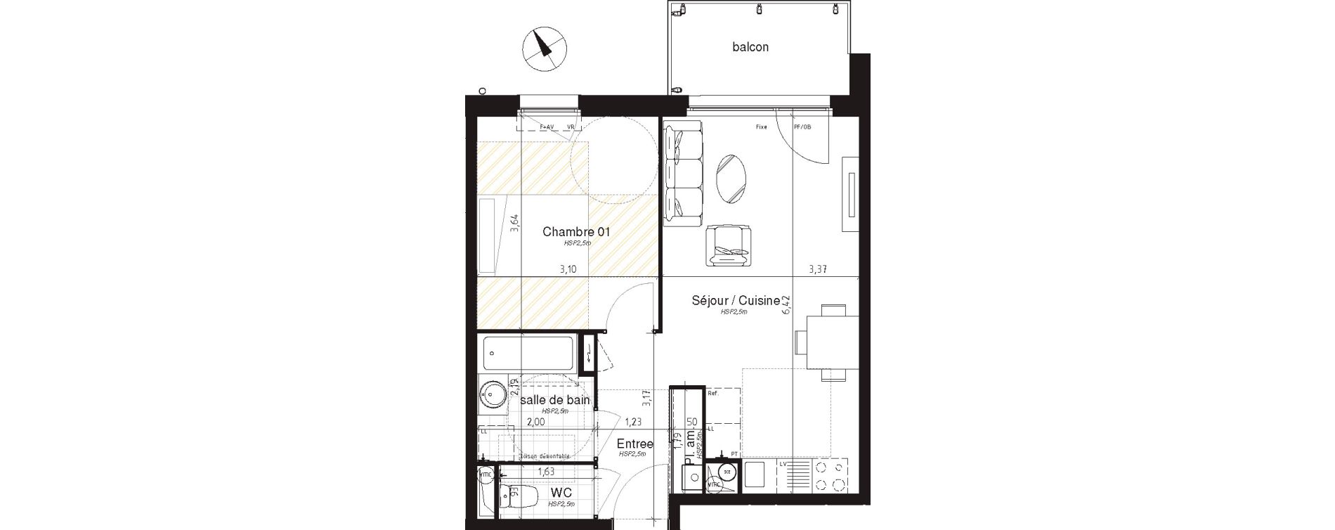 Appartement T2 de 41,65 m2 &agrave; Valenciennes Saint-michel